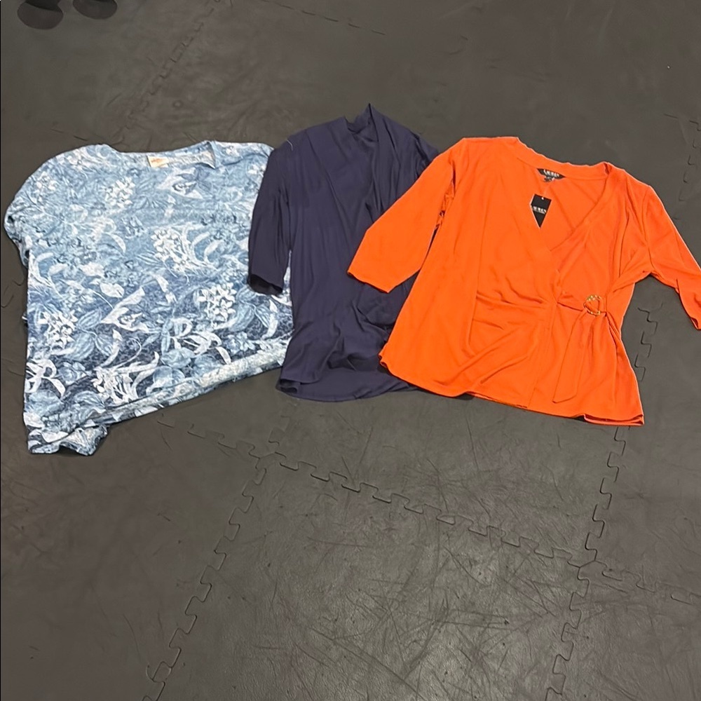 Lauren Ralph Lauren Orange Wrap Blouse & two other tops
